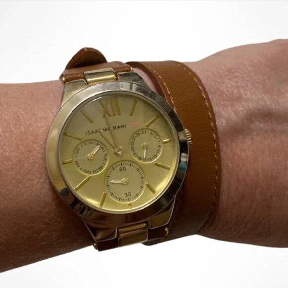 Isaac Mizrahi Live! Womens Round Case Double Strap Wrap-Around Style Watch - Picture 1 of 8
